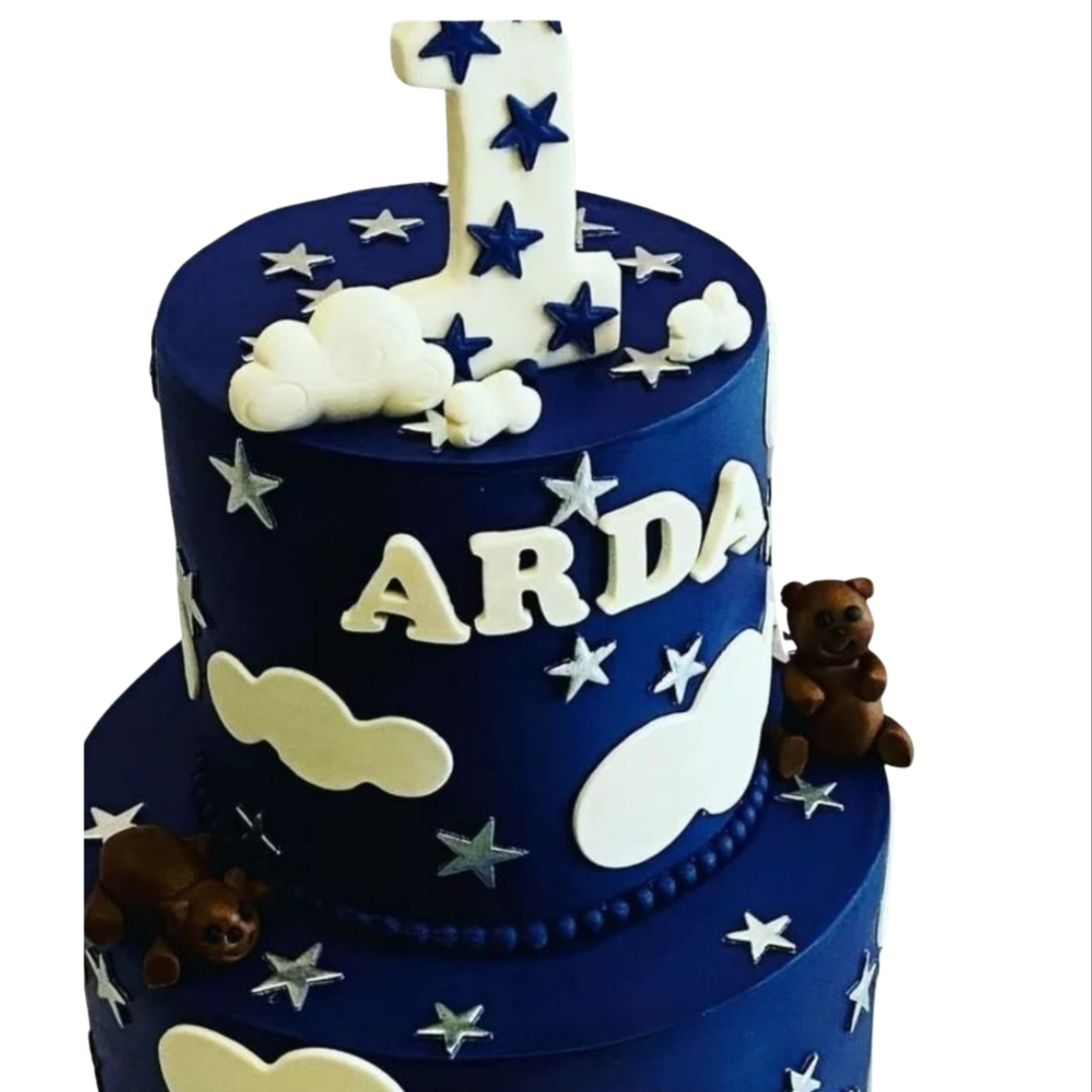 İki Katlı Yıldızlı ve Bulut Temalı Pastamız